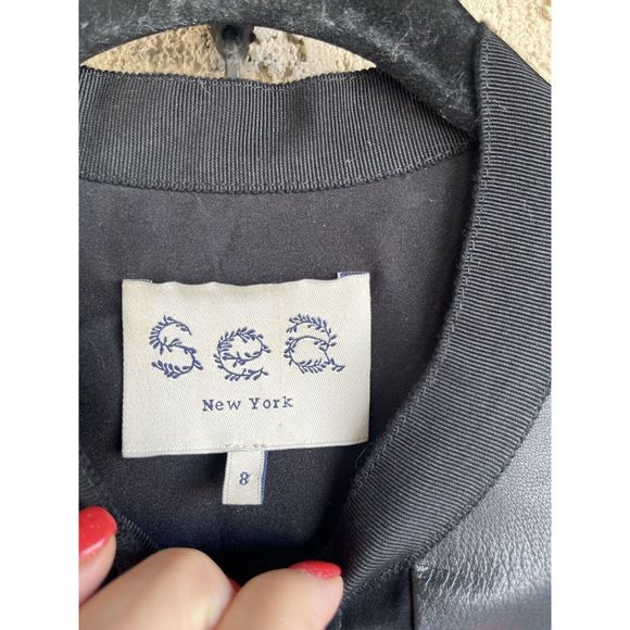 SEA New York Lambs Leather And Silk Blouse - Size 8 - Black - Picture 6 of 7
